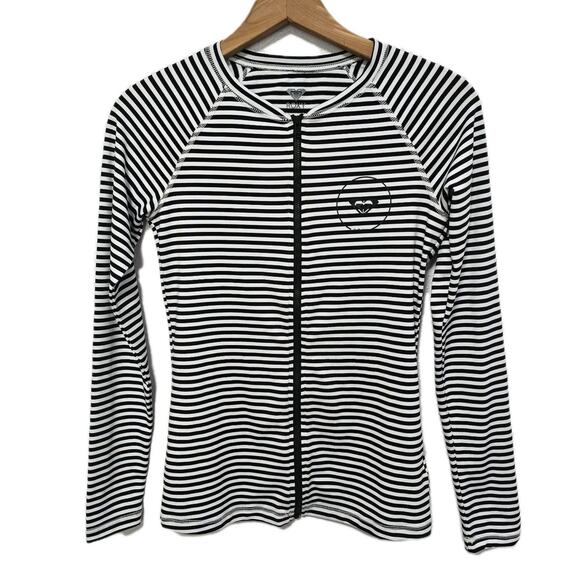 Roxy Other - Roxy Long Sleeve Crewneck Full Zip Striped Rash Guard Surf Swim Beach Medium